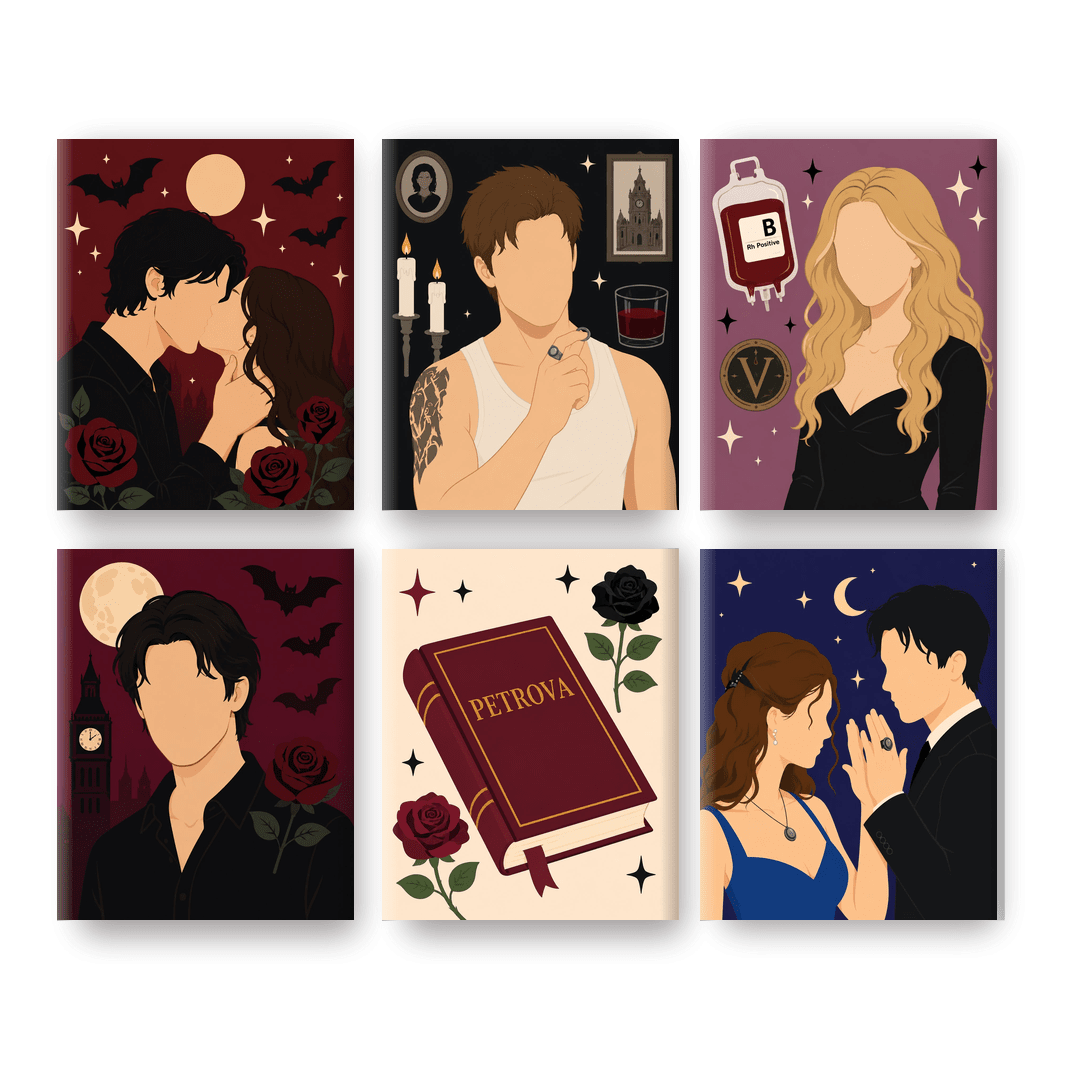 6 Mini-Gemälde | Vampir-Romanze Set - Malen nach Zahlen