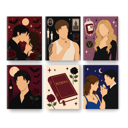 6 Mini-Gemälde | Vampir-Romanze Set - Malen nach Zahlen