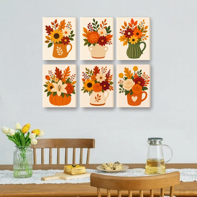 6 Mini-Gemälde | Herbststrauß Set
