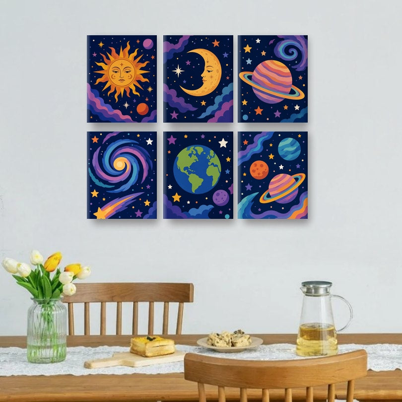 6 Mini-Gemälde | Magisches Universum Set