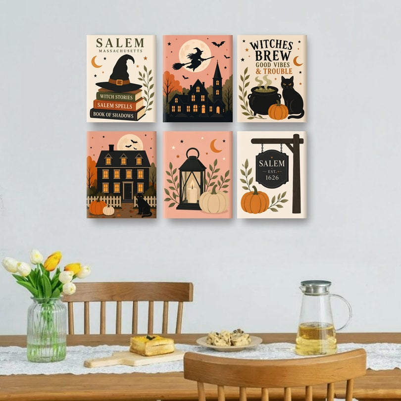 6 Mini-Gemälde | Hexenstadt Salem Set