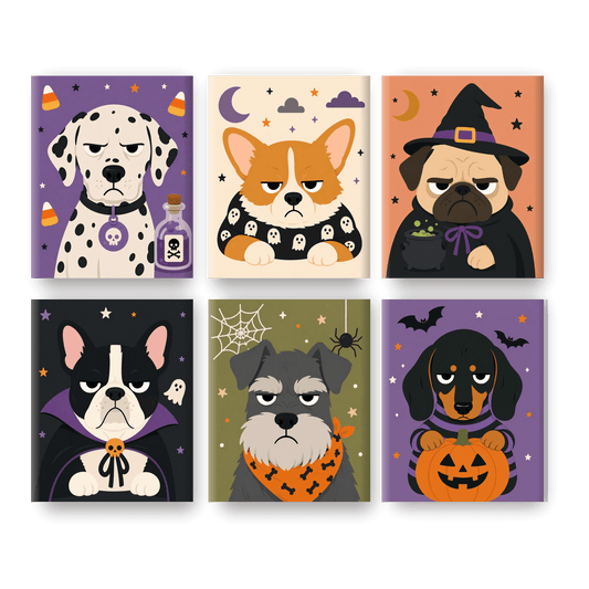 6 Mini-Gemälde | Halloween-Hunde Set - Malen nach Zahlen