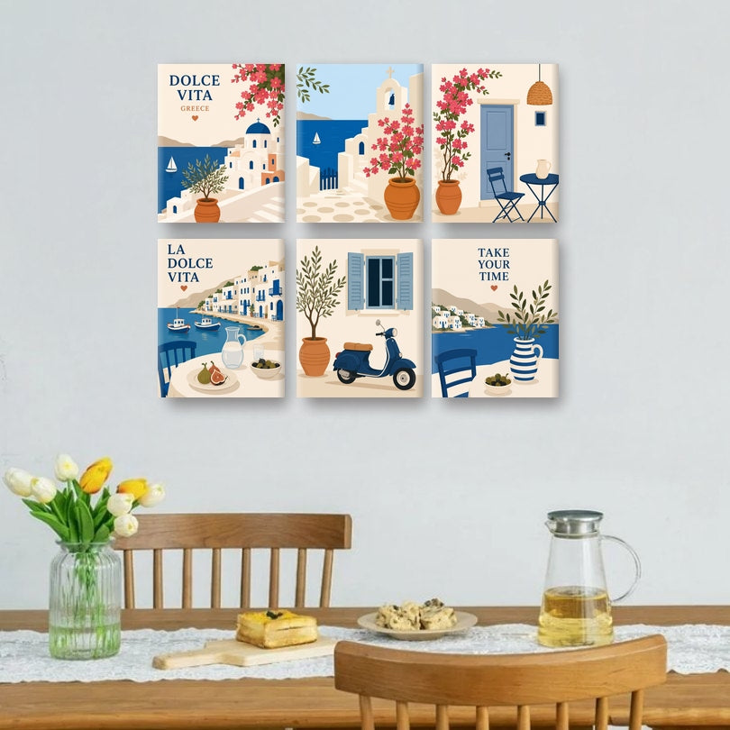 6 Mini-Gemälde | Griechische Auszeit Set