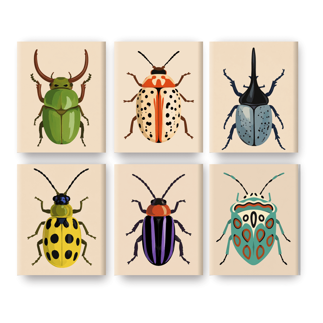 6 Mini-Gemälde | Käfer-Sammlung Set - Malen nach Zahlen