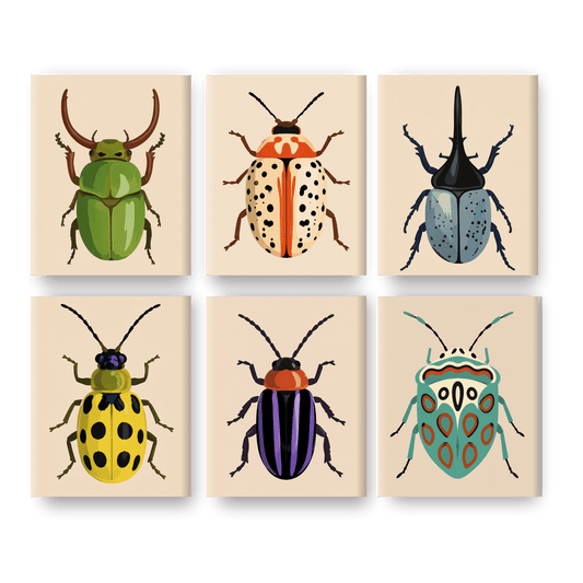 6 Mini-Gemälde | Käfer-Sammlung Set - Malen nach Zahlen