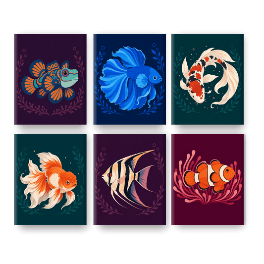 6 Mini-Gemälde | Edle Aquarienfische Set - Malen nach Zahlen