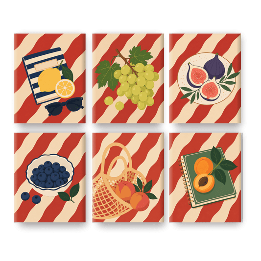 6 Mini-Gemälde | Sommermarkt Set - Malen nach Zahlen