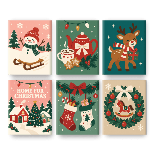 6 Mini-Gemälde | Fröhliche Weihnacht Set - Malen nach Zahlen