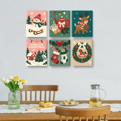 6 Mini-Gemälde | Fröhliche Weihnacht Set