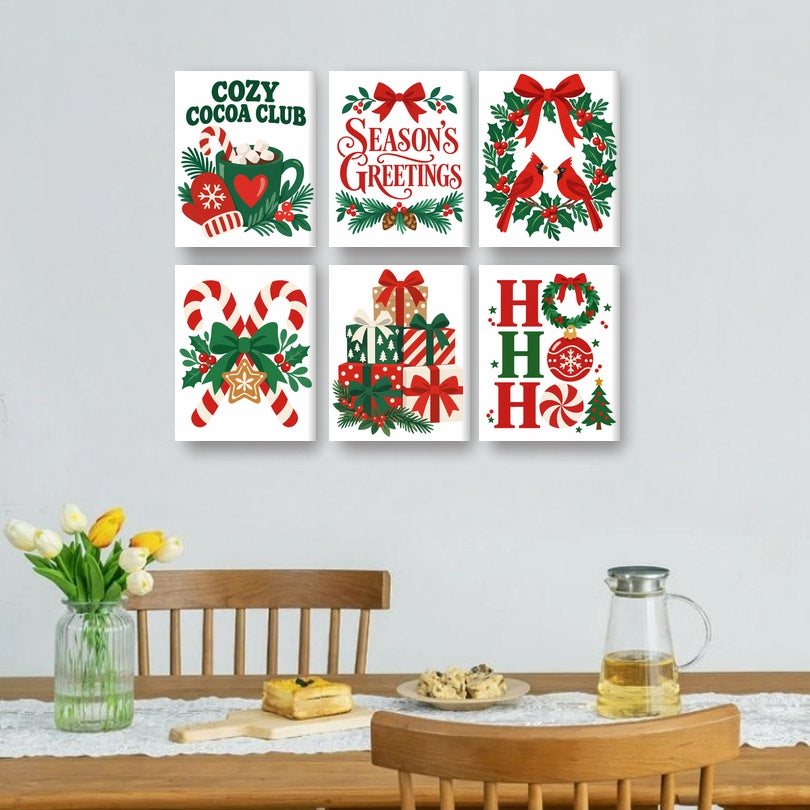 6 Mini-Gemälde | Weihnachts-Symbole Set