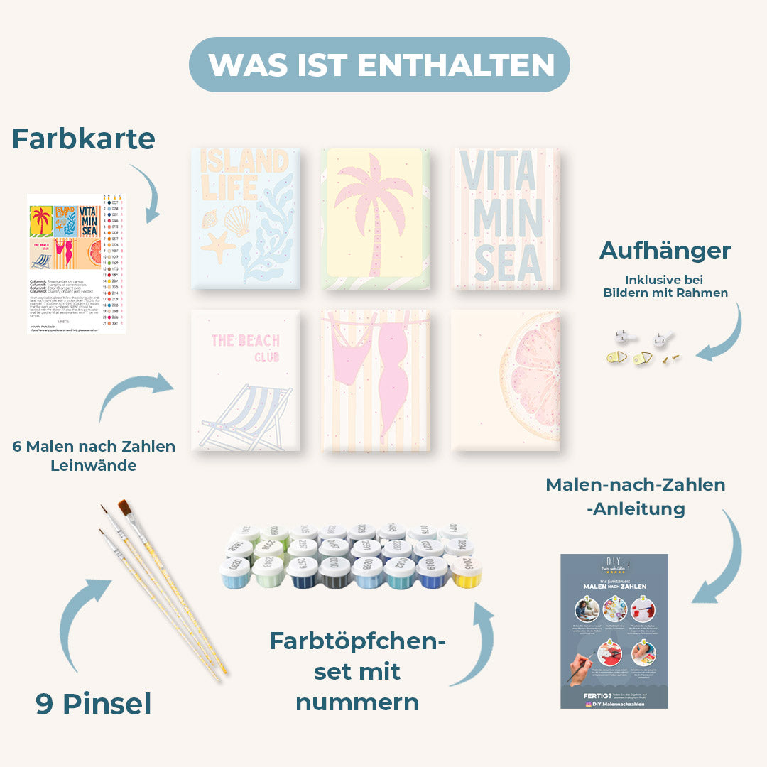 Malen nach Zahlen – 6 Mini-Gemälde | Island Set
