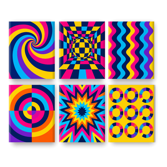 6 Mini-Gemälde | Psychedelische Muster Set - Malen nach Zahlen