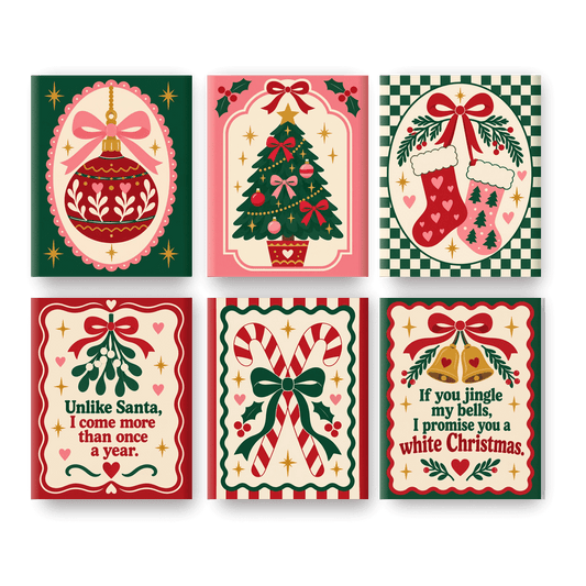 6 Mini-Gemälde | Coquette-Weihnacht Set