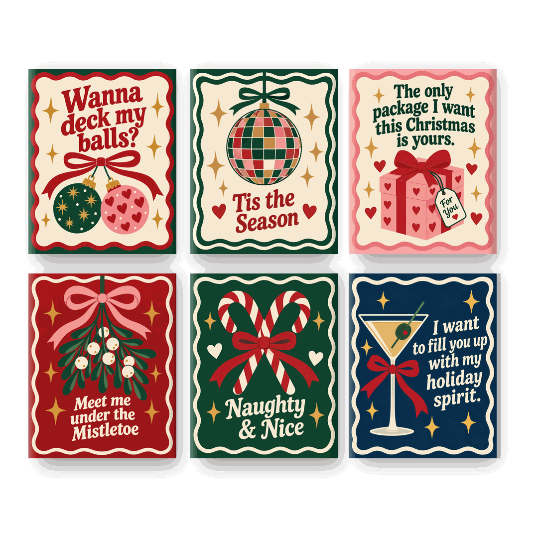 6 Mini-Gemälde | Lustige Weihnachtssprüche Set