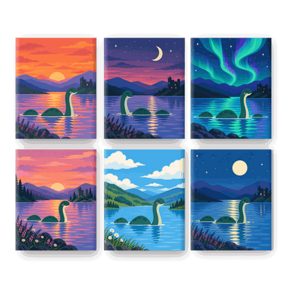 6 Mini-Gemälde | Süße Nessie Set