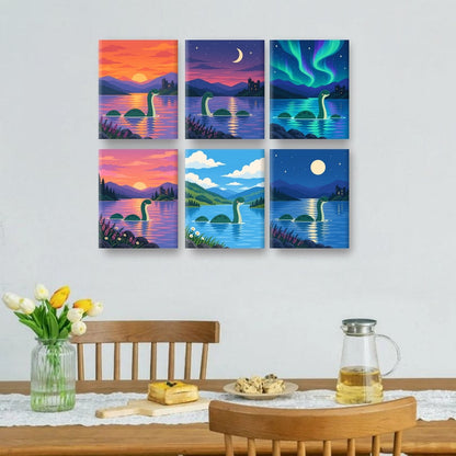 6 Mini-Gemälde | Süße Nessie Set