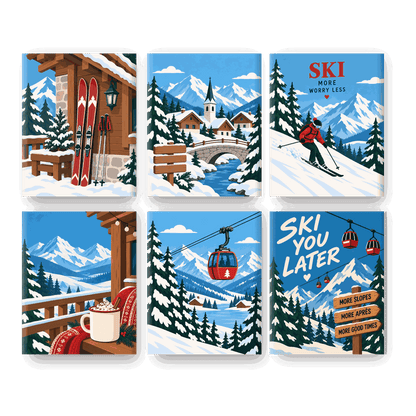 6 Mini-Gemälde | Winter-Chalet Set
