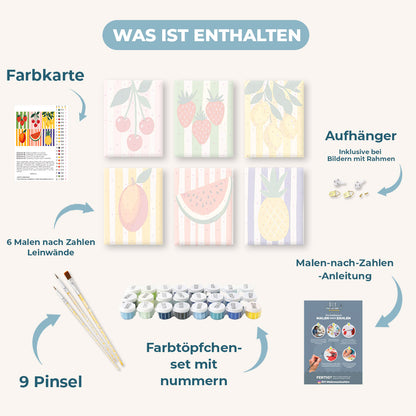Malen nach Zahlen – 6 Mini-Gemälde | Obst-Set