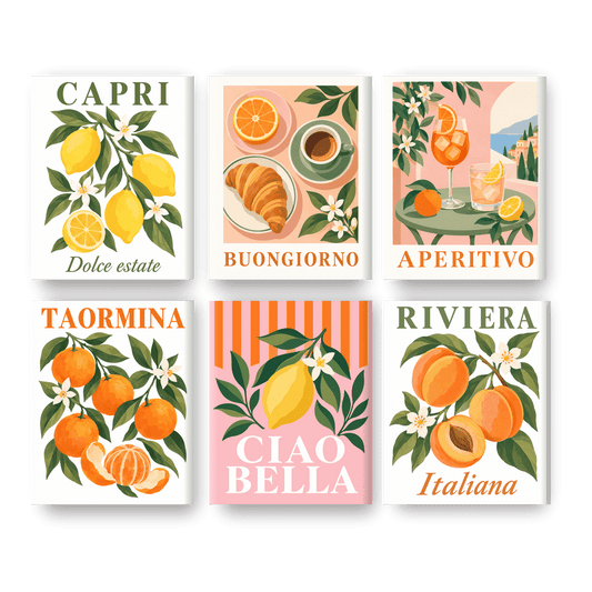 6 Mini-Gemälde | Capri-Zitronen Set