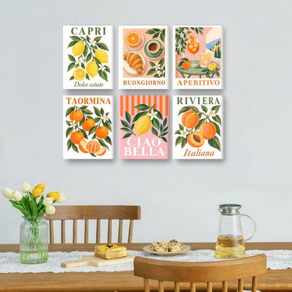 6 Mini-Gemälde | Capri-Zitronen Set