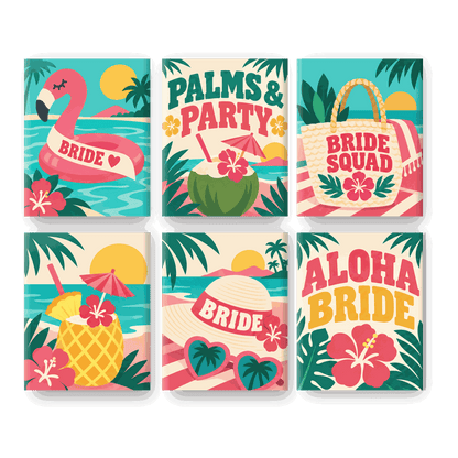 6 Mini-Gemälde | Aloha-Braut Set