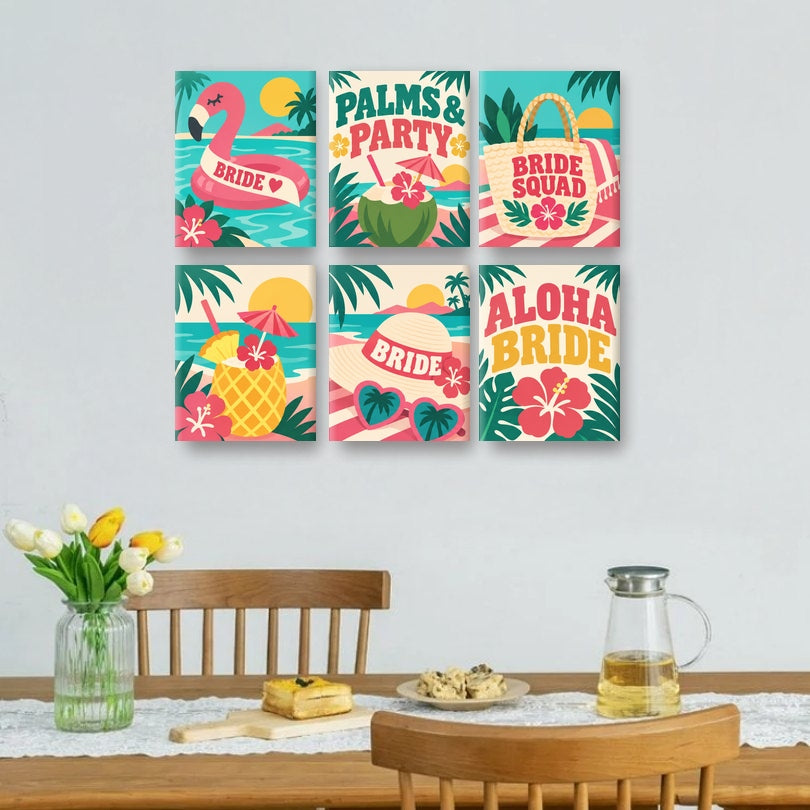6 Mini-Gemälde | Aloha-Braut Set