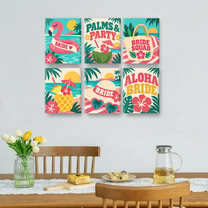 6 Mini-Gemälde | Aloha-Braut Set