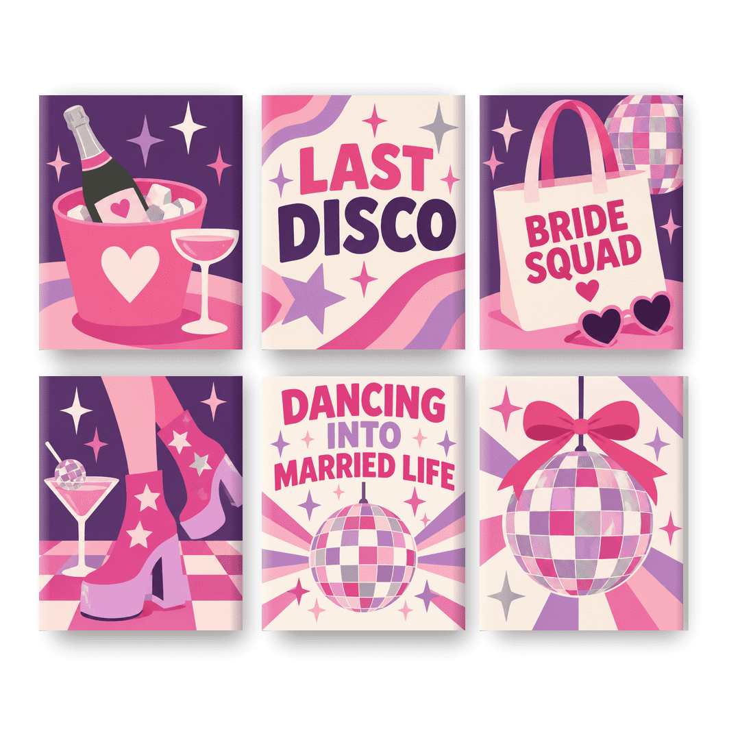 6 Mini-Gemälde | Letzte Disco Set