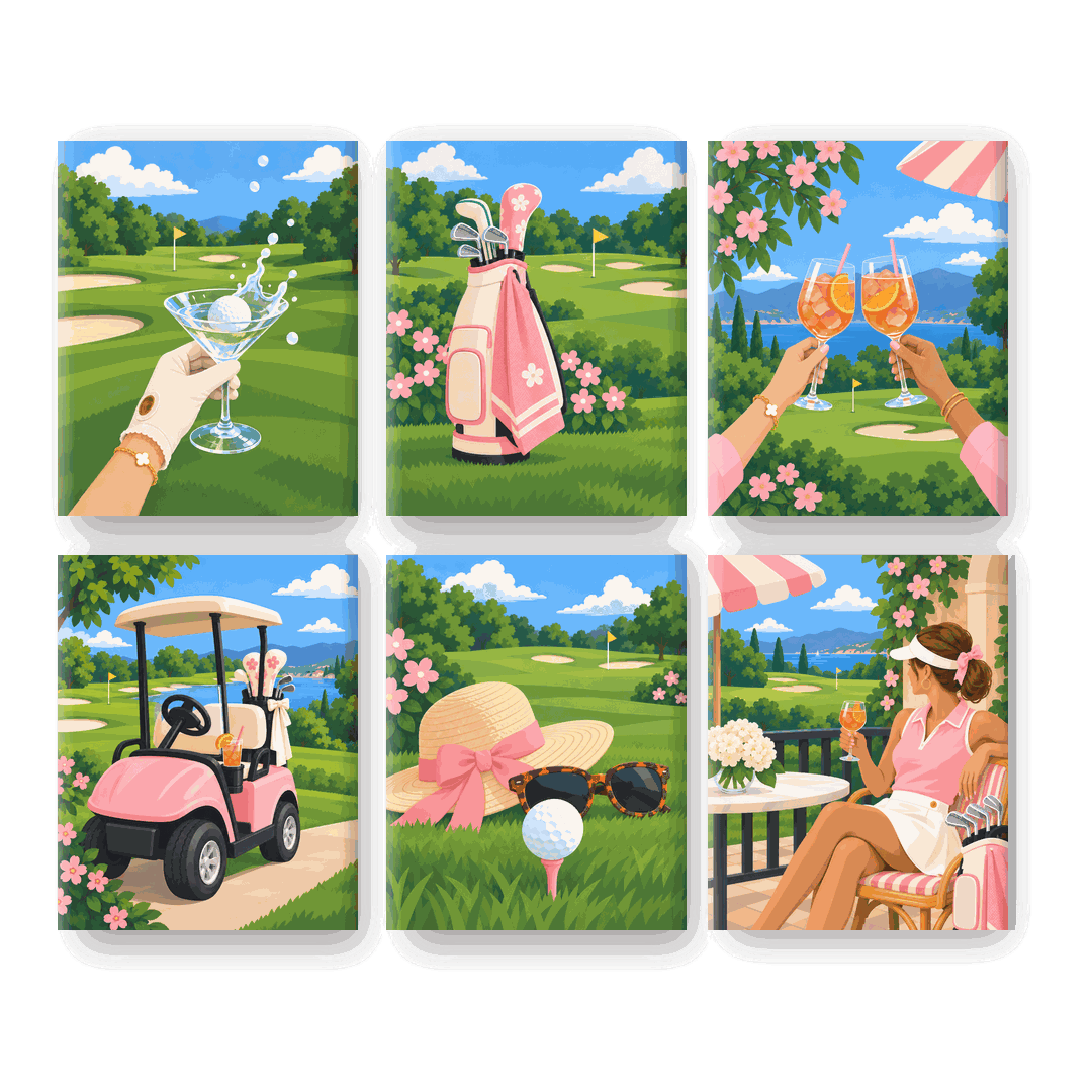 6 Mini-Gemälde | Rosa Polo-Retreat Set