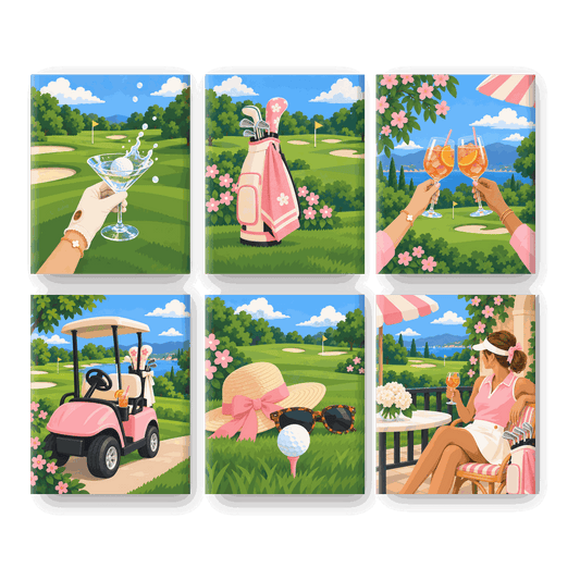 6 Mini-Gemälde | Rosa Polo-Retreat Set