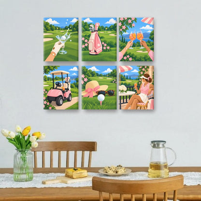 6 Mini-Gemälde | Rosa Polo-Retreat Set