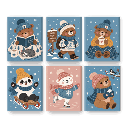 6 Mini-Gemälde | Ein stillerer Winter Set