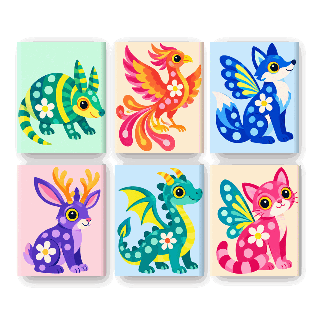 6 Mini-Gemälde | Alebrijes Set