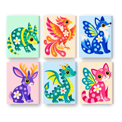 6 Mini-Gemälde | Alebrijes Set