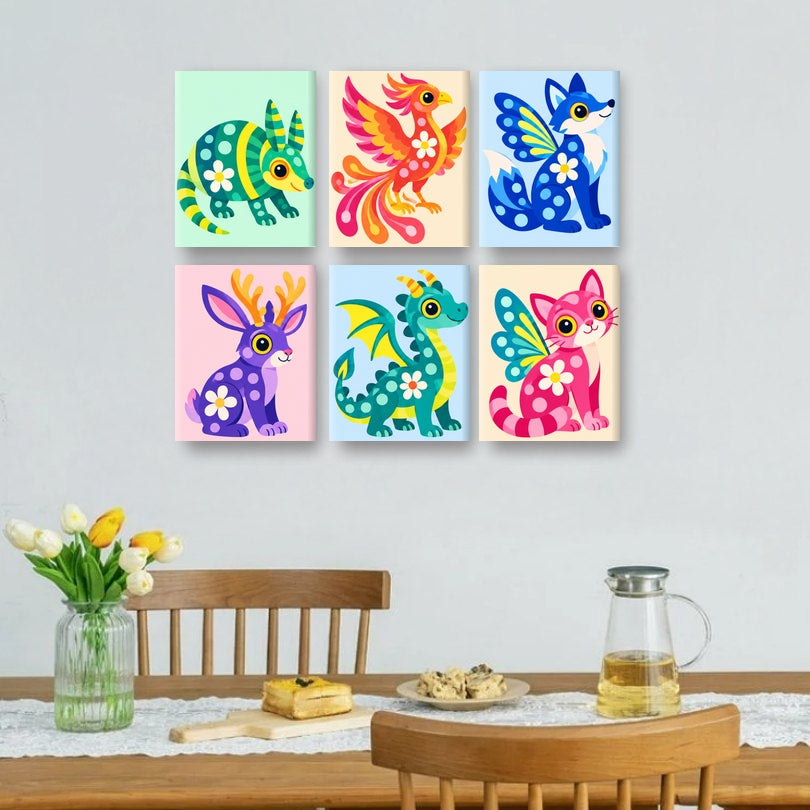 6 Mini-Gemälde | Alebrijes Set