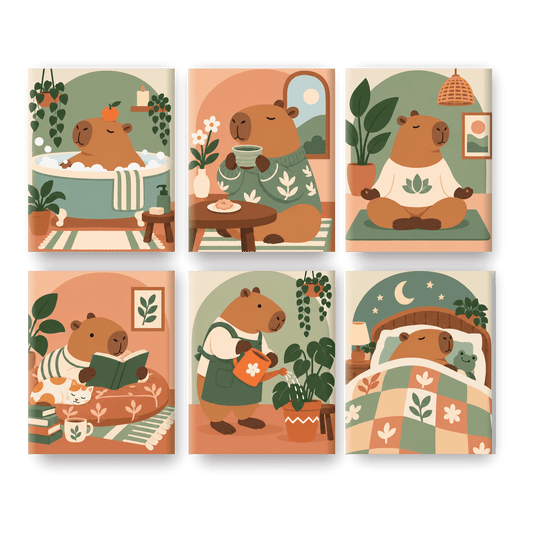 6 Mini-Gemälde | Capybara-Club Set