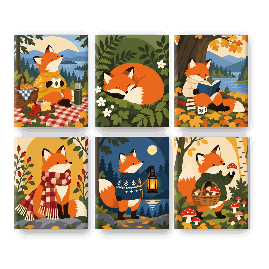 6 Mini-Gemälde | Fuchsgeschichten Set