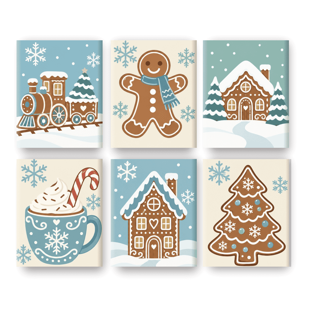 6 Mini-Gemälde | Glasierte Lebkuchen Set