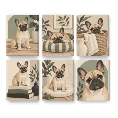 6 Mini-Gemälde | Trautes Heim, Frenchie Set