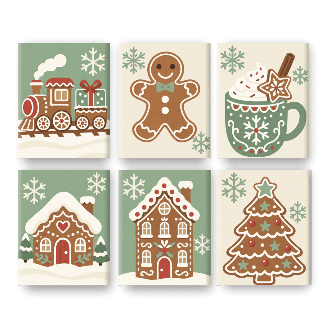 6 Mini-Gemälde | Minziger Lebkuchen Set