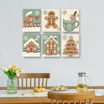 6 Mini-Gemälde | Minziger Lebkuchen Set