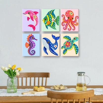 6 Mini-Gemälde | Ozean-Fantasie Set