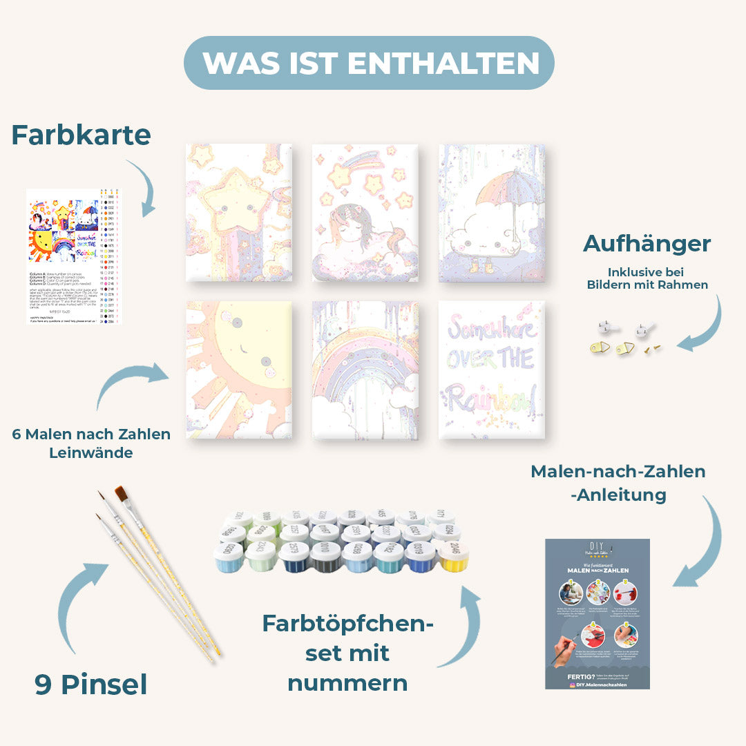 6 Mini-Gemälde | Kawaii Rainbow Set - by Tiny Tami