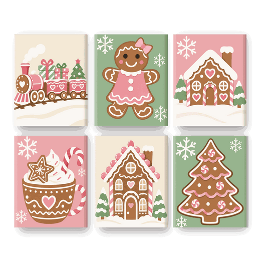 6 Mini-Gemälde | Zuckerpflaumen-Weihnacht Set