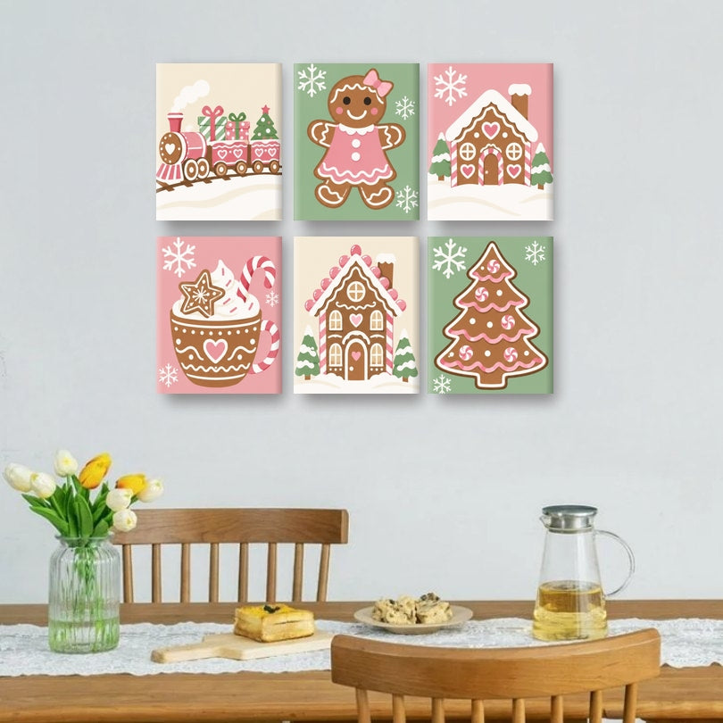 6 Mini-Gemälde | Zuckerpflaumen-Weihnacht Set