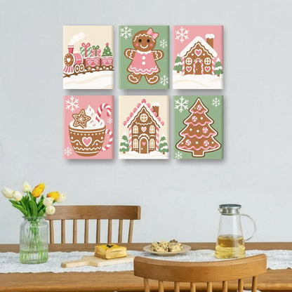 6 Mini-Gemälde | Zuckerpflaumen-Weihnacht Set