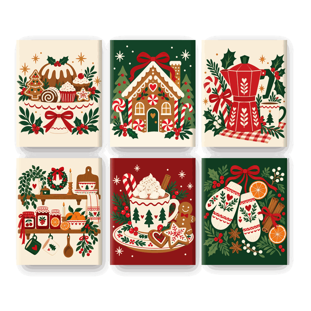 6 Mini-Gemälde | Weihnachtsnaschereien Set