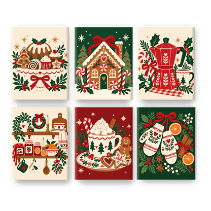 6 Mini-Gemälde | Weihnachtsnaschereien Set