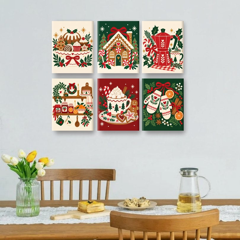 6 Mini-Gemälde | Weihnachtsnaschereien Set
