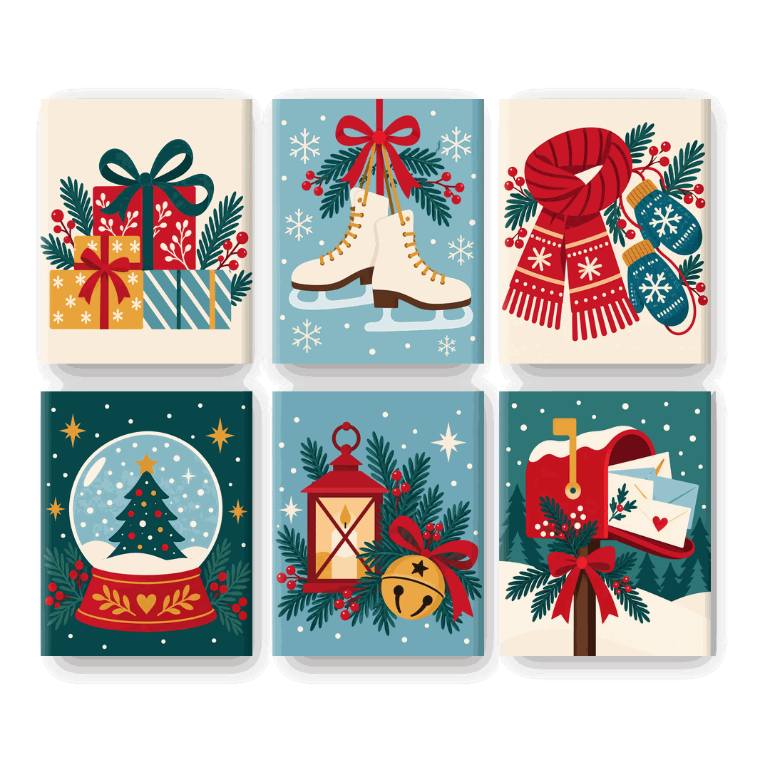6 Mini-Gemälde | Geschenkestapel Set